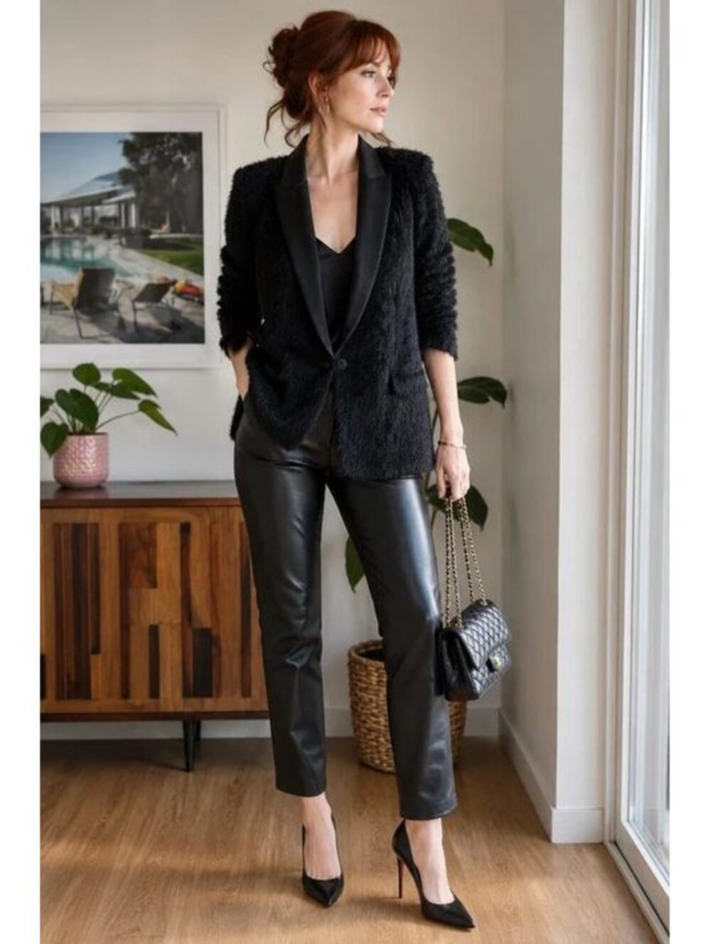 NWT L'Agence Baileigh satin lapel knit blazer black unique so fun love 12 - Picture 3 of 9